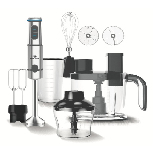 Hand Blender Black Stone, 1100W, 15-in-1 Set with Food Processor, Stainless × Black - HB-2400