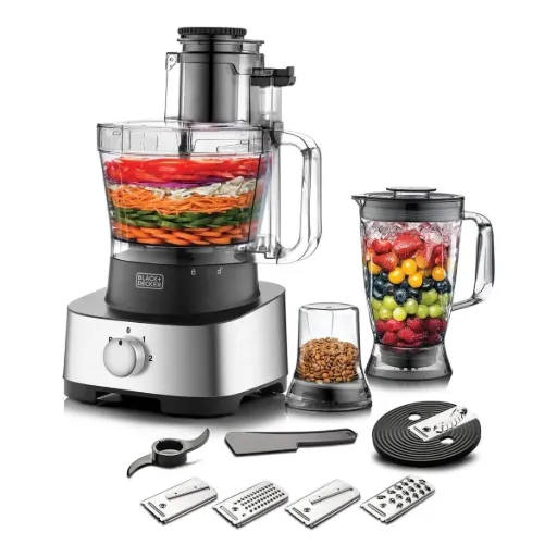 محضر طعام بلاك اند ديكر، 880 واط، 4 في 1، 3 لتر، سرعتين + نبض، أسود × سيلفر - FX1050-B5