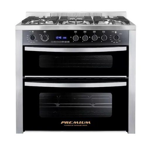 Freestanding Gas Cooker Union Air Premium Double Chef, 90×60cm, 5 Burners, Full Safety - PRM6090SS-1GC-511-IDSP-DV